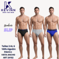 KEVINN SLIP HOMBRE LISO CON ELASTICO VISTA TALLES 3 + 4 ALGODON